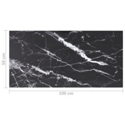 Vidaxl Table Top Black 100X50 Cm 6mm Tempered Glass With Marble Design Table Tops - thumbnail 3