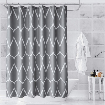 Neel Blue Polyester Shower Curtain Bathroom With 12 Curtain Hook Water-Resistant Bath Curtain 180 X 180Cm - image 1