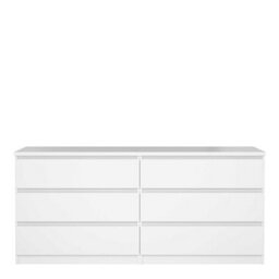 Wyld Haus Budapest Wide White Chest Of Drawers - 6-Drawer Gloss Dresser - thumbnail 4