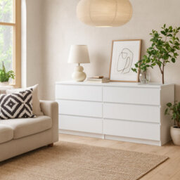 Wyld Haus Budapest Wide White Chest Of Drawers - 6-Drawer Gloss Dresser - thumbnail 1