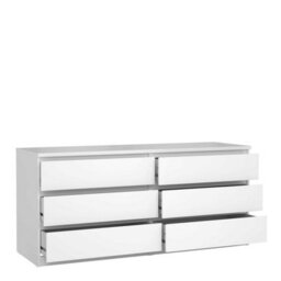 Wyld Haus Budapest Wide White Chest Of Drawers - 6-Drawer Gloss Dresser - thumbnail 6