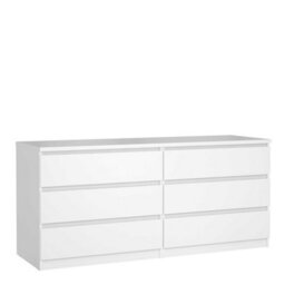 Wyld Haus Budapest Wide White Chest Of Drawers - 6-Drawer Gloss Dresser - thumbnail 3