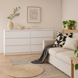 Wyld Haus Budapest Wide White Chest Of Drawers - 6-Drawer Gloss Dresser - thumbnail 2
