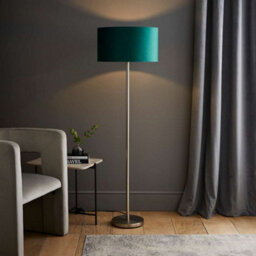 Valuelights Charles Chrome Floor Lamp With Green Velvet Shade And Bulb - thumbnail 5