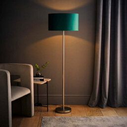 Valuelights Charles Chrome Floor Lamp With Green Velvet Shade And Bulb