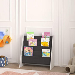 Xample Kids Bookshelf Book Storage 4 Tier Kids Sling Storage Bookcase Fabric Sling Shelves With Easy Book Access For Kids Bookcase - thumbnail 4