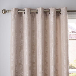 Catherine Lansfield Living Damask Jacquard 66X72 Inch Eyelet Curtains Two Panels Champagne Gold - thumbnail 1