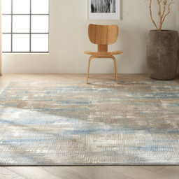 Blue Beige Abstract Modern Easy To Clean Rug For Living Room Bedroom And Dining Room-244Cm X 305Cm - thumbnail 1