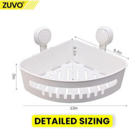 Zuvo No-Drill Shower Caddy With Suction Cups - Adhesive-Free Bathroom Shelf For Shampoo, Soap, Toiletries White - thumbnail 3
