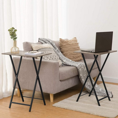 HOOBRO Side Table 2 Set, Folding Tray Table, Tv Trays, Industrial Snack Tables For Eating At Couch, End Table For Small Space, - image 1