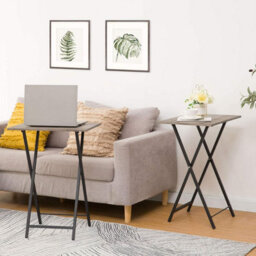 HOOBRO Side Table 2 Set, Folding Tray Table, Tv Trays, Industrial Snack Tables For Eating At Couch, End Table For Small Space, - thumbnail 2
