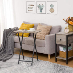 HOOBRO Side Table 2 Set, Folding Tray Table, Tv Trays, Industrial Snack Tables For Eating At Couch, End Table For Small Space, - thumbnail 3