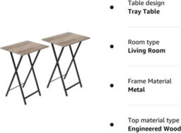HOOBRO Side Table 2 Set, Folding Tray Table, Tv Trays, Industrial Snack Tables For Eating At Couch, End Table For Small Space, - thumbnail 7