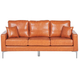 Beliani Sofa 3 Seater Gavle Faux Leather Golden Brown