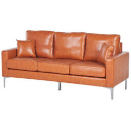Beliani Sofa 3 Seater Gavle Faux Leather Golden Brown - thumbnail 4