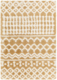 Livabliss Urban Shaggy-Geometric Camel Ivory Soft Plush Pile Living Bedroom Rug 160 X 220 Cm Easy Care, Non Shedding - thumbnail 1