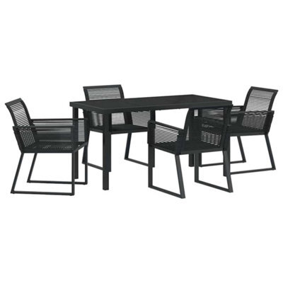 Berkfield Modern Garden Dining Set 5 Pcs Black Poly Rattan - image 1