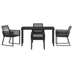Berkfield Modern Garden Dining Set 5 Pcs Black Poly Rattan - thumbnail 7