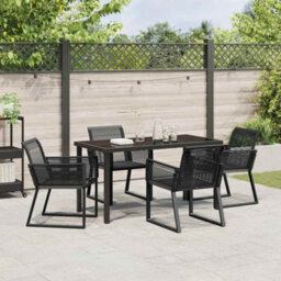 Berkfield Modern Garden Dining Set 5 Pcs Black Poly Rattan - thumbnail 4