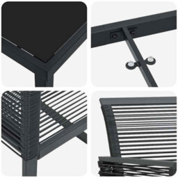 Berkfield Modern Garden Dining Set 5 Pcs Black Poly Rattan - thumbnail 9