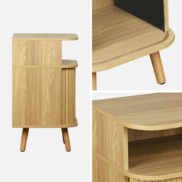 Sweeek - Bedside Table With Sliding Doors And 1 Niche Legacy Natural 40X40X70 Cm - thumbnail 3