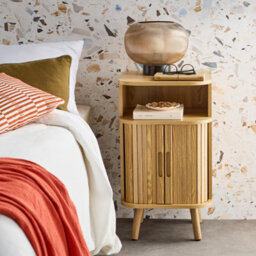 Sweeek - Bedside Table With Sliding Doors And 1 Niche Legacy Natural 40X40X70 Cm - thumbnail 4