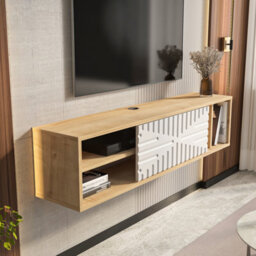 Decorotika Modern Teo Floating Tv Unit Sapphire Oak And White - thumbnail 4