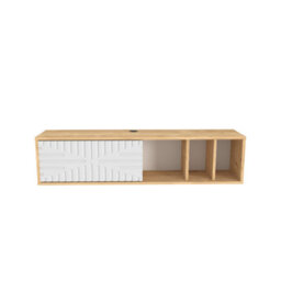 Decorotika Modern Teo Floating Tv Unit Sapphire Oak And White - thumbnail 5