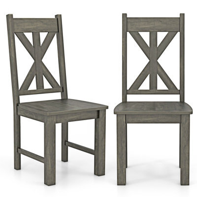 Costway Wooden Dining Chairs Kitchen Chair Set Of 2 W/ Rubber Wood Frame - image 1