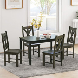 Costway Wooden Dining Chairs Kitchen Chair Set Of 2 W/ Rubber Wood Frame - thumbnail 5