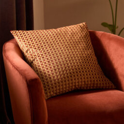 furn. Furn Checkered Velvet Polyester Filled Cushion, Chocolate, 45 X 45Cm - thumbnail 1