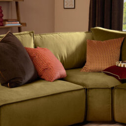 furn. Furn Checkered Velvet Polyester Filled Cushion, Chocolate, 45 X 45Cm - thumbnail 4