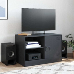 Berkfield Sturdy Tv Cabinet Black 67X39X44 Cm Steel - thumbnail 3