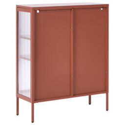 Beliani Glass Display Sideboard Lerryn Metal 90 Cm Golden Brown - thumbnail 6