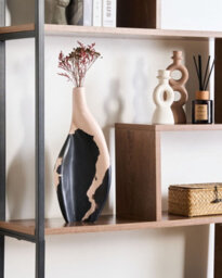 Beliani Decorative Vase Lagos 40 Cm Mango Wood Black/ Beige - thumbnail 2