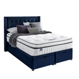 Silentnight Velvet Ottoman Divan Bed With Bloomsbury Winged Headboard In Maritime, Super King (180 X 200 Cm), Full Storage Base - thumbnail 4