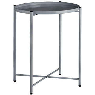 Tectake Bedside Table Chester - Round With Removable Steel Shelf, 45.5 X 45.5 X 53 Cm - Dark Grey - image 1