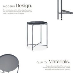 Tectake Bedside Table Chester - Round With Removable Steel Shelf, 45.5 X 45.5 X 53 Cm - Dark Grey - thumbnail 3