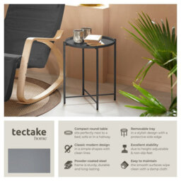 Tectake Bedside Table Chester - Round With Removable Steel Shelf, 45.5 X 45.5 X 53 Cm - Dark Grey - thumbnail 2