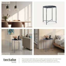 Tectake Bedside Table Chester - Round With Removable Steel Shelf, 45.5 X 45.5 X 53 Cm - Dark Grey - thumbnail 5