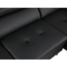 SquareBoxx Fidenza Leather Corner Sofa  Adjustable Headrests, L-Shaped Sectional, Contemporary Living Room Seating, Left Hand Facing, Black - thumbnail 2