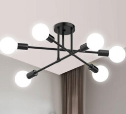 Chandelier 6 Lights Semi Flush Mount Chandelier 6Xe27(Included) Black