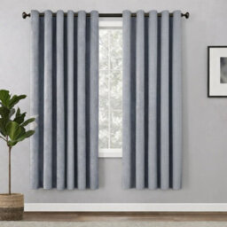 Bedlooms Grey Linen Curtain 100% Blackout Thermal Insulated Eyelet Curtain (Pair) 66 X 54 Inches With Tie Back Two - thumbnail 1