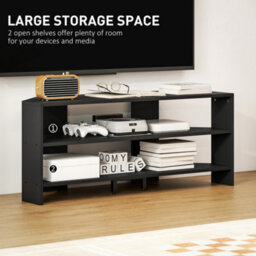 Homcom Corner Tv Stand, Tv Unit With Open Shelves For 47 Inch Tv, Black - thumbnail 5