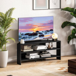 Homcom Corner Tv Stand, Tv Unit With Open Shelves For 47 Inch Tv, Black - thumbnail 6
