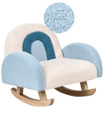 Wyld And Coco Kids Light Blue Bouclé Indoor Rocking Chair - Child-Sized, Soft Upholstery, Rubberwood Legs - thumbnail 3