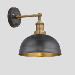 Industville Brooklyn Dome Wall Light, 8 Inch, Pewter & Brass, Brass Holder - thumbnail 2