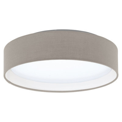 Elegant Flush Ceiling Light With Taupe Fabric Shade And Led Bulb - image 1