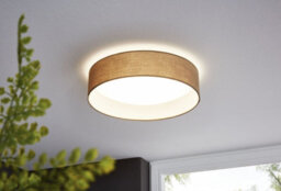 Elegant Flush Ceiling Light With Taupe Fabric Shade And Led Bulb - thumbnail 3