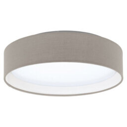 Elegant Flush Ceiling Light With Taupe Fabric Shade And Led Bulb - thumbnail 1